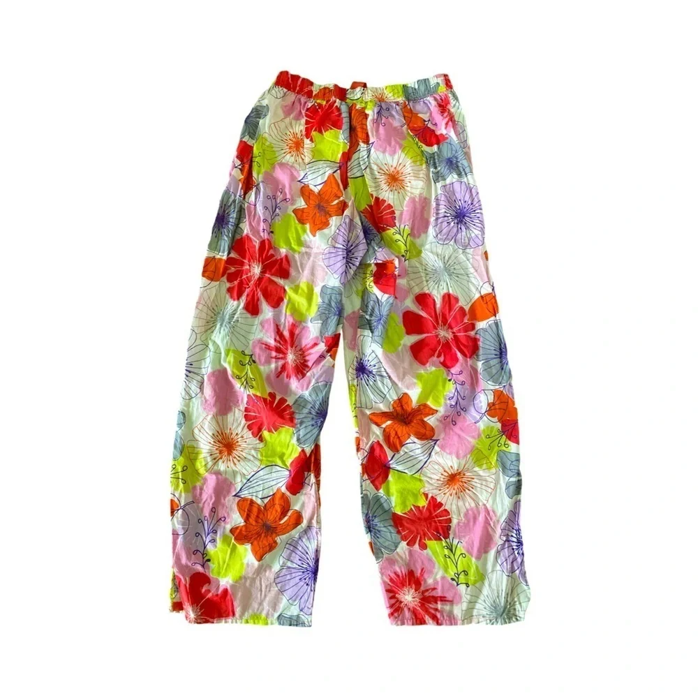 Cacique Cotton Pajama Pants - 14/16 white , orange pink , all cotton